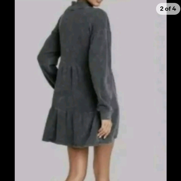 NWT Wild Fable XS Women's Long Sleeve Sweatshirt Dress Washed Black - Picture 2 of 6